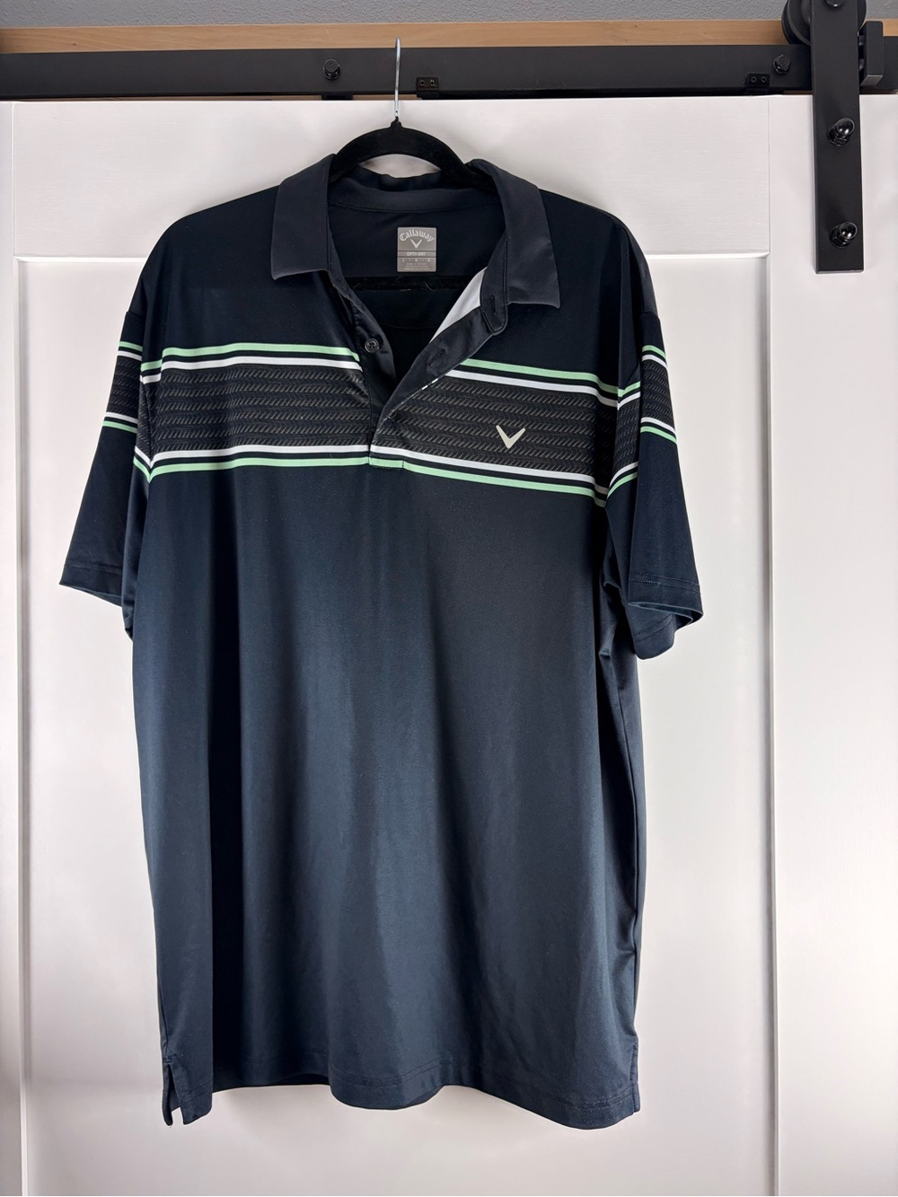 Callaway Opti-Dri Striped Performance Golf Polo Black Green Men’s L